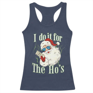 I Do It For The Hos Racerback Tank Top Rude Offensive Christmas Santa Face Retro Bootleg TS10 Navy Print Your Wear