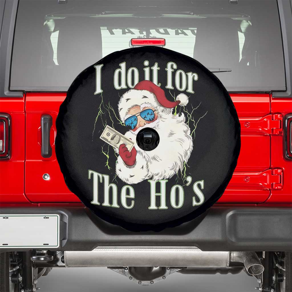 I Do It For The Hos Spare Tire Cover Rude Offensive Christmas Santa Face Retro Bootleg TS10 Black Print Your Wear