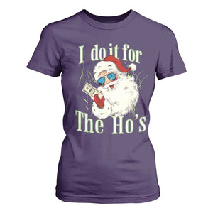 I Do It For The Hos T Shirt For Women Rude Offensive Christmas Santa Face Retro Bootleg TS10 Purple Print Your Wear