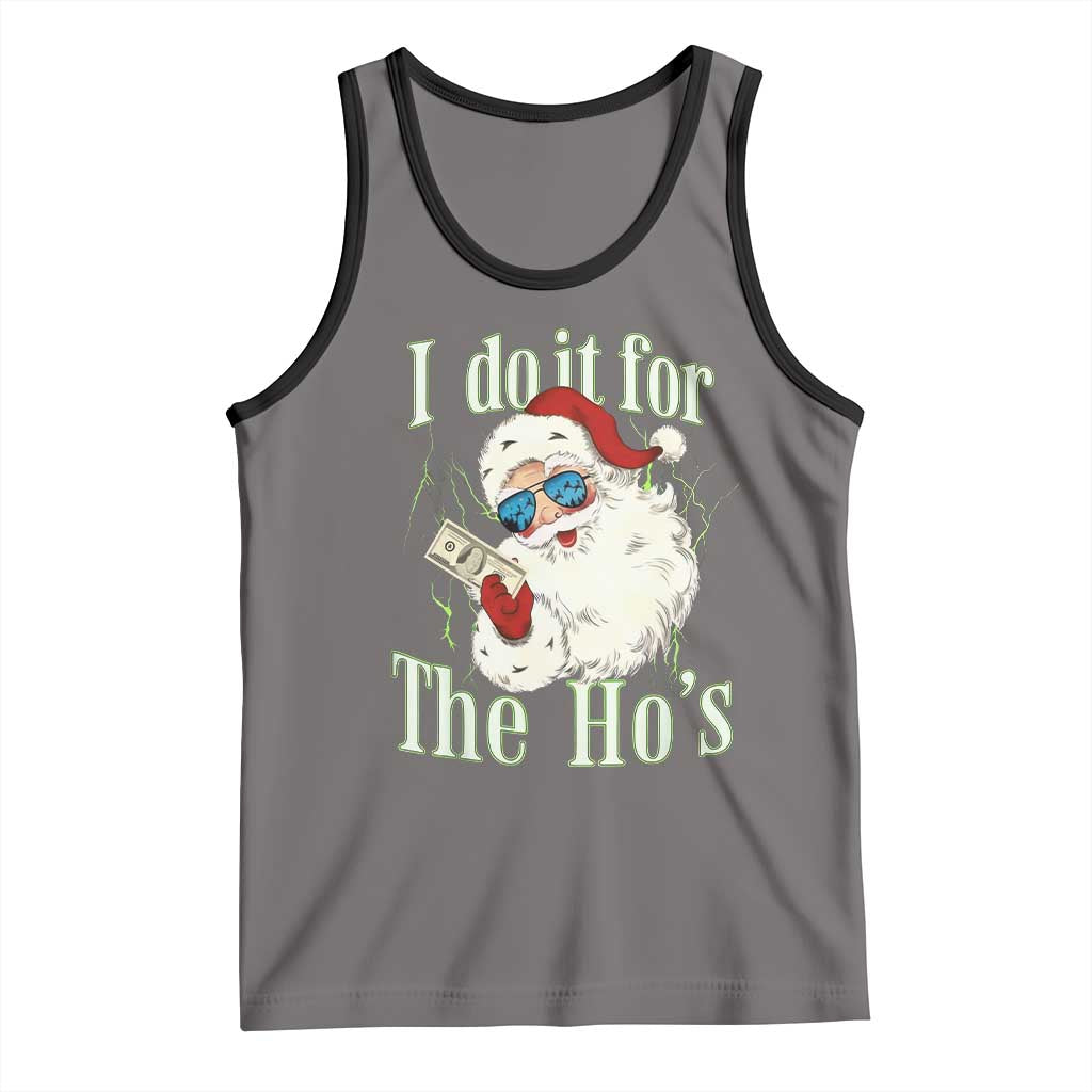 I Do It For The Hos Tank Top Rude Offensive Christmas Santa Face Retro Bootleg TS10 Deep Heather Black Print Your Wear