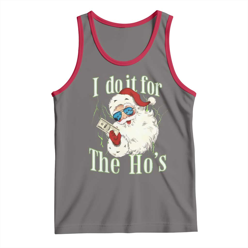 I Do It For The Hos Tank Top Rude Offensive Christmas Santa Face Retro Bootleg TS10 Deep Heather Red Print Your Wear