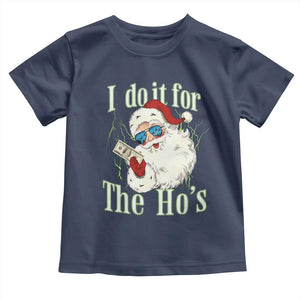 I Do It For The Hos Toddler T Shirt Rude Offensive Christmas Santa Face Retro Bootleg TS10 Navy Print Your Wear