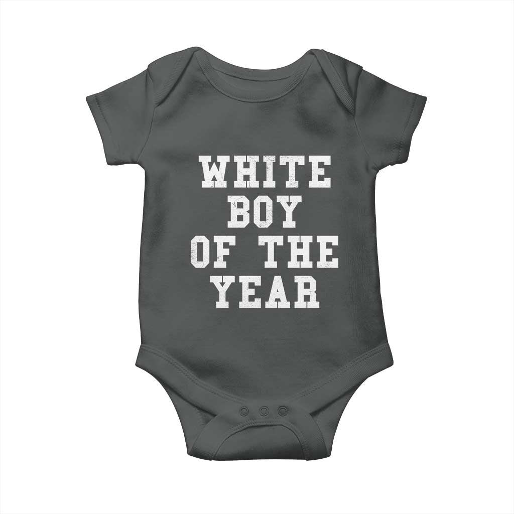 White Boy Of The Year Baby Onesie - Funny Gift For Him Humor Baby Bodysuit TS10 Dark Heather Print Your Wear