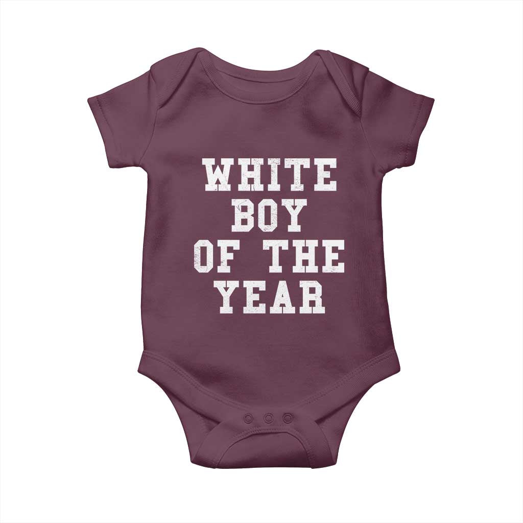 White Boy Of The Year Baby Onesie - Funny Gift For Him Humor Baby Bodysuit TS10 Maroon Print Your Wear