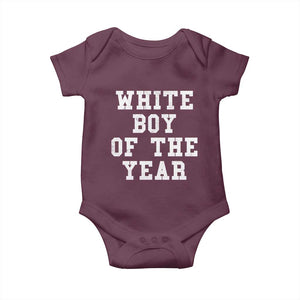 White Boy Of The Year Baby Onesie - Funny Gift For Him Humor Baby Bodysuit TS10 Maroon Print Your Wear