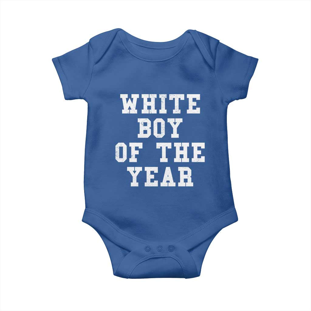 White Boy Of The Year Baby Onesie - Funny Gift For Him Humor Baby Bodysuit TS10 Royal Blue Print Your Wear