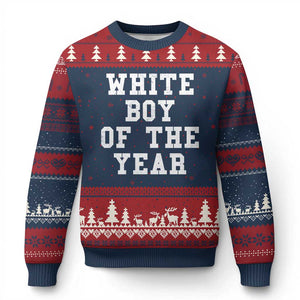 White Boy Of The Year Ugly Christmas Sweater Funny Gift For Him TS10 Navy Red Print Your Wear