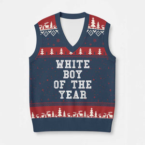White Boy Of The Year V-Neck Knit Sweater Vest Funny Gift For Him TS10 Navy Red Print Your Wear