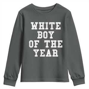 White Boy Of The Year Youth Sweatshirt Funny Gift For Him TS10 Dark Heather Print Your Wear