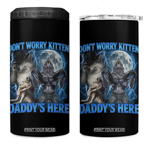 Funny Alpha Wolf 4 in 1 Can Cooler Tumbler Don't Worry Kitten Daddy's Here 90s Vintage Bootleg TS10 One Size: 16 oz Black Print Your Wear