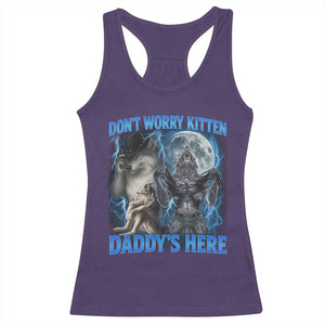 Funny Alpha Wolf Racerback Tank Top Don't Worry Kitten Daddy's Here 90s Vintage Bootleg TS10 Purple Print Your Wear