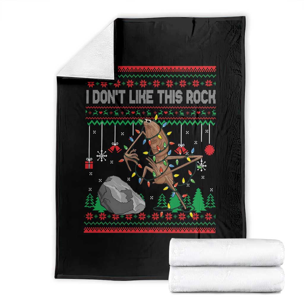Christmas Marcus The Worm Meme Throw Blanket I Dont Like This Rock Brainrot Funny Ugly Xmas TS10 Black Print Your Wear