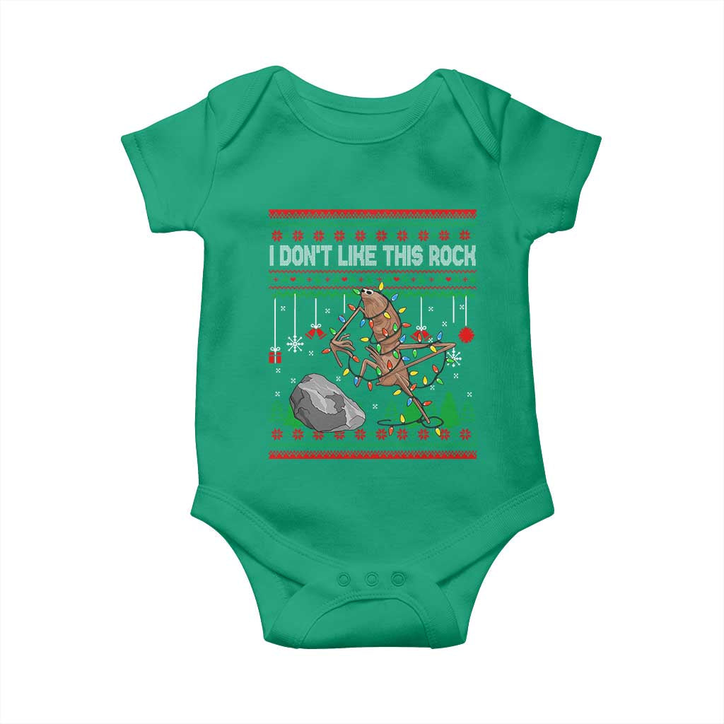 Christmas Marcus The Worm Meme Baby Onesie I Dont Like This Rock Brainrot Funny Ugly Xmas TS10 Irish Green Print Your Wear