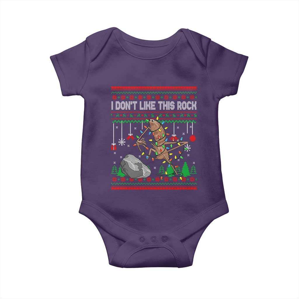 Christmas Marcus The Worm Meme Baby Onesie I Dont Like This Rock Brainrot Funny Ugly Xmas TS10 Purple Print Your Wear