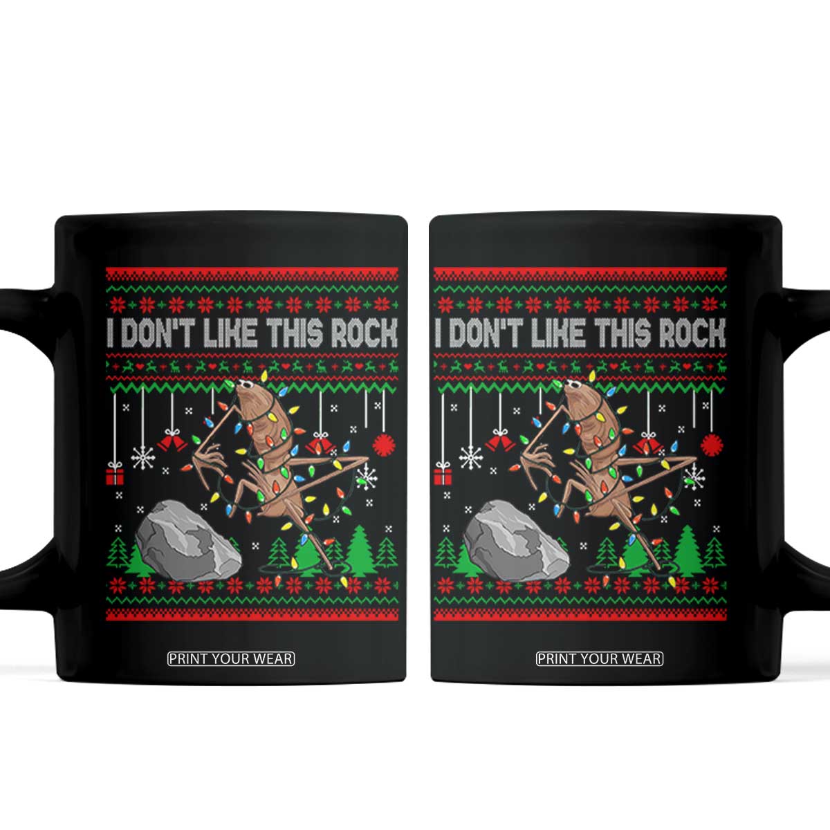 Christmas Marcus The Worm Meme Coffee Mug I Dont Like This Rock Brainrot Funny Ugly Xmas TS10 Black Print Your Wear