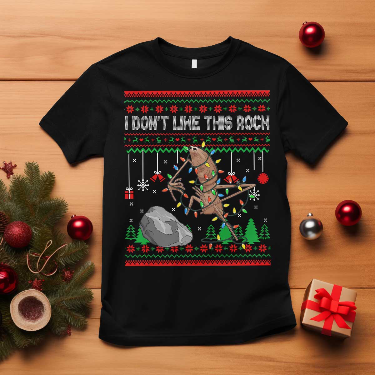 Christmas Marcus The Worm Meme T Shirt I Dont Like This Rock Brainrot Funny Ugly Xmas TS10 Black Print Your Wear