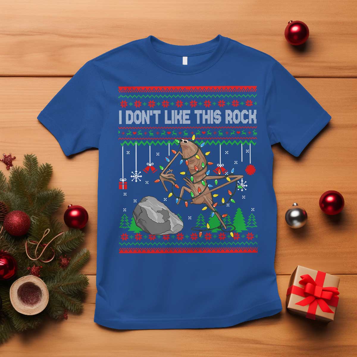 Christmas Marcus The Worm Meme T Shirt I Dont Like This Rock Brainrot Funny Ugly Xmas TS10 Royal Blue Print Your Wear