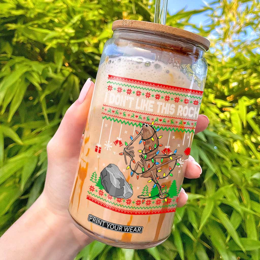 Christmas Marcus The Worm Meme Glass Can I Dont Like This Rock Brainrot Funny Ugly Xmas TS10 Black Print Your Wear