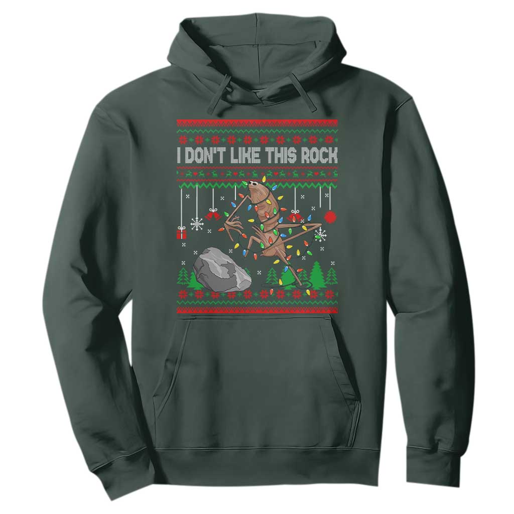 Christmas Marcus The Worm Meme Hoodie I Dont Like This Rock Brainrot Funny Ugly Xmas TS10 Dark Forest Green Print Your Wear