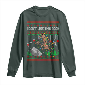 Christmas Marcus The Worm Meme Long Sleeve Shirt I Dont Like This Rock Brainrot Funny Ugly Xmas TS10 Dark Forest Green Print Your Wear