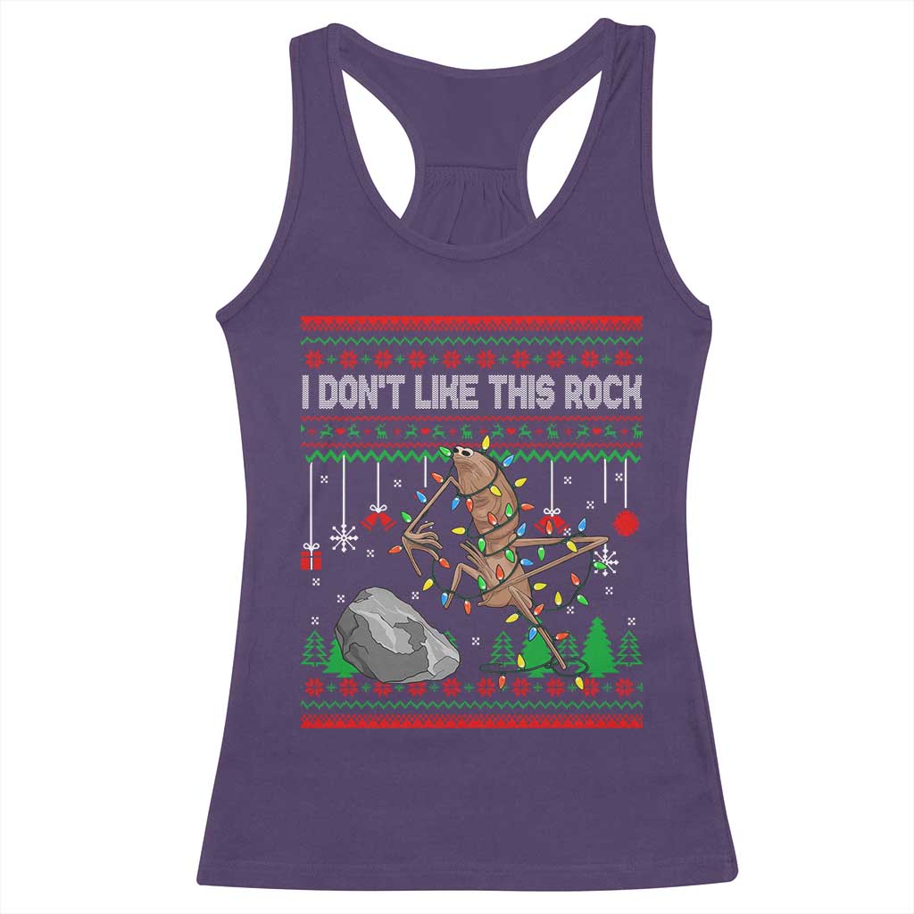 Christmas Marcus The Worm Meme Racerback Tank Top I Dont Like This Rock Brainrot Funny Ugly Xmas TS10 Purple Print Your Wear