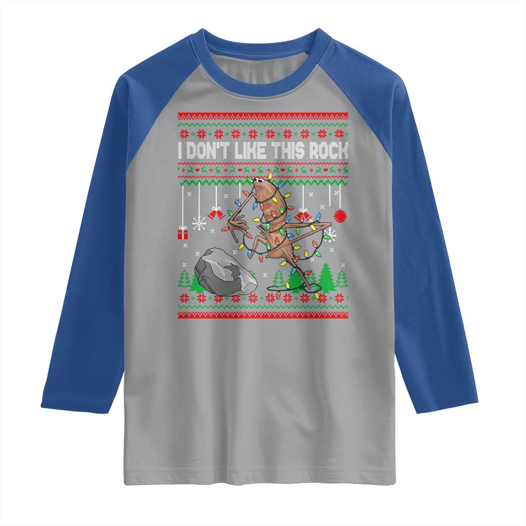 Christmas Marcus The Worm Meme Raglan Shirt I Dont Like This Rock Brainrot Funny Ugly Xmas TS10 Sport Gray Royal Print Your Wear