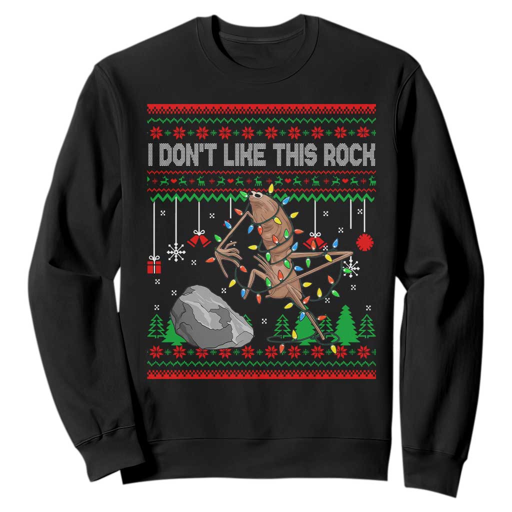 Christmas Marcus The Worm Meme Sweatshirt I Dont Like This Rock Brainrot Funny Ugly Xmas TS10 Black Print Your Wear
