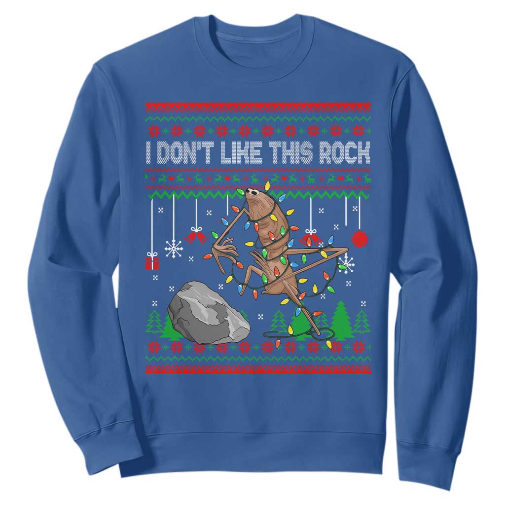 Christmas Marcus The Worm Meme Sweatshirt I Dont Like This Rock Brainrot Funny Ugly Xmas TS10 Royal Blue Print Your Wear