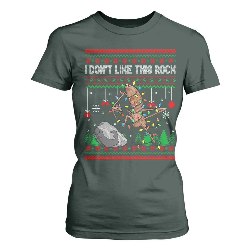 Christmas Marcus The Worm Meme T Shirt For Women I Dont Like This Rock Brainrot Funny Ugly Xmas TS10 Dark Forest Green Print Your Wear
