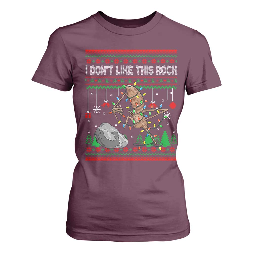 Christmas Marcus The Worm Meme T Shirt For Women I Dont Like This Rock Brainrot Funny Ugly Xmas TS10 Maroon Print Your Wear
