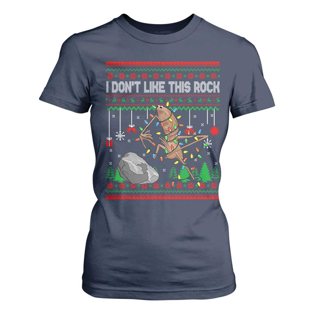 Christmas Marcus The Worm Meme T Shirt For Women I Dont Like This Rock Brainrot Funny Ugly Xmas TS10 Navy Print Your Wear