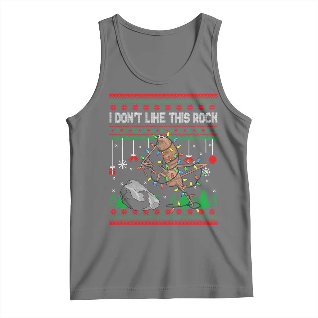 Christmas Marcus The Worm Meme Tank Top I Dont Like This Rock Brainrot Funny Ugly Xmas TS10 Black Heather Print Your Wear