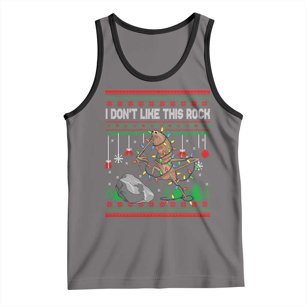 Christmas Marcus The Worm Meme Tank Top I Dont Like This Rock Brainrot Funny Ugly Xmas TS10 Deep Heather Black Print Your Wear