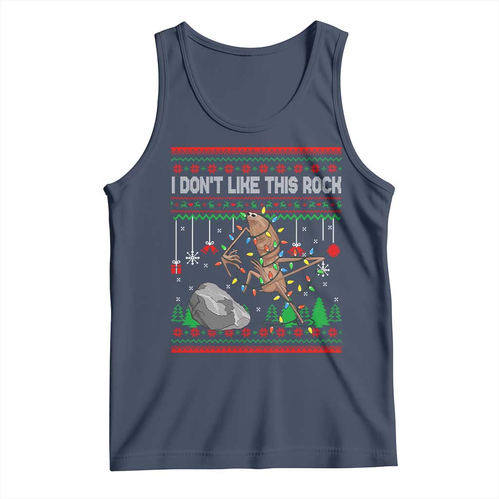 Christmas Marcus The Worm Meme Tank Top I Dont Like This Rock Brainrot Funny Ugly Xmas TS10 Navy Print Your Wear