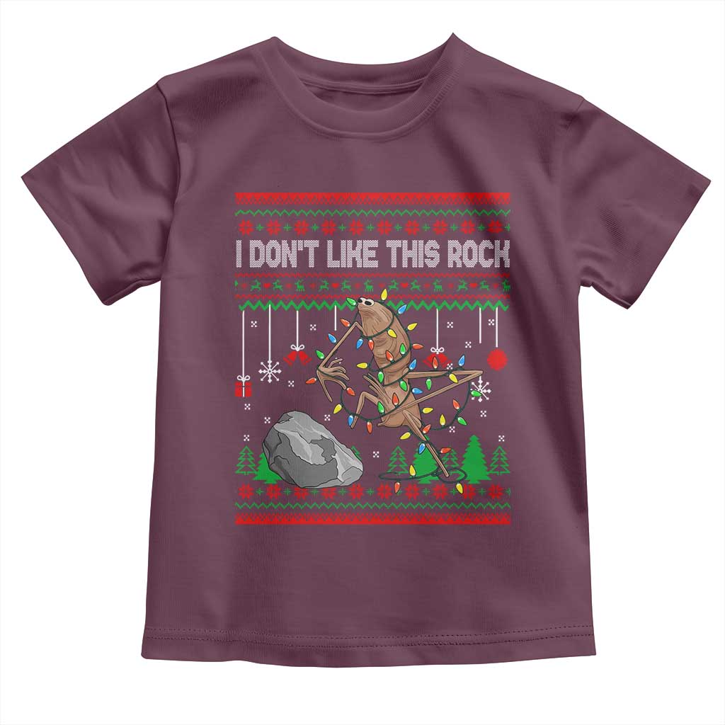 Christmas Marcus The Worm Meme Toddler T Shirt I Dont Like This Rock Brainrot Funny Ugly Xmas TS10 Maroon Print Your Wear