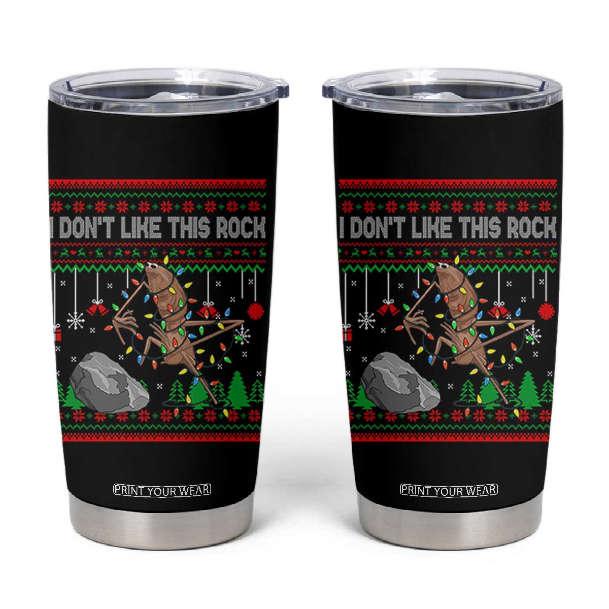 Christmas Marcus The Worm Meme Tumbler Cup I Dont Like This Rock Brainrot Funny Ugly Xmas TS10 Black Print Your Wear