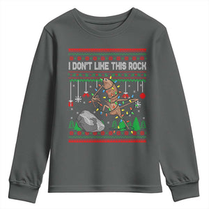 Christmas Marcus The Worm Meme Youth Sweatshirt I Dont Like This Rock Brainrot Funny Ugly Xmas TS10 Dark Heather Print Your Wear