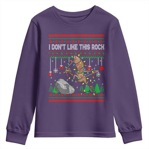 Christmas Marcus The Worm Meme Youth Sweatshirt I Dont Like This Rock Brainrot Funny Ugly Xmas TS10 Purple Print Your Wear