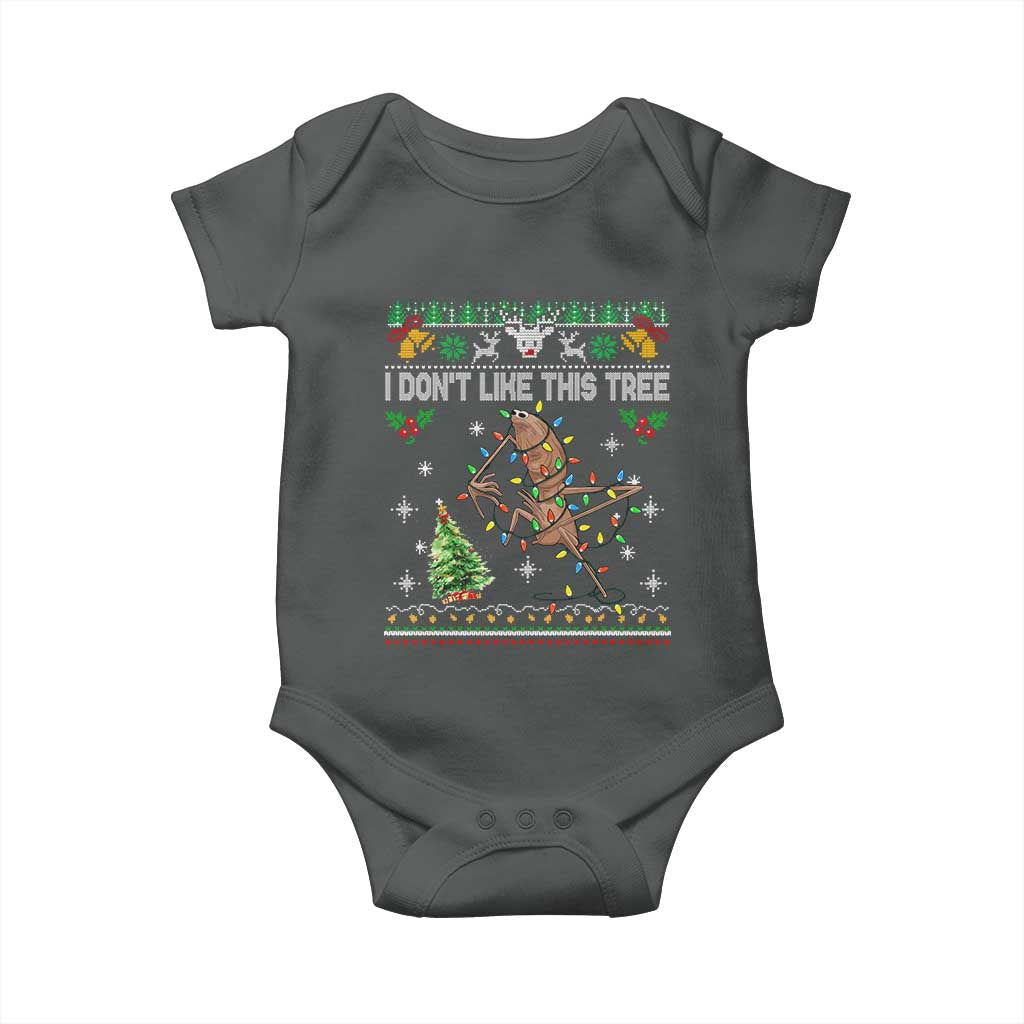 Marcus The Worm Christmas Meme Baby Onesie I Dont Like This Tree Brainrot Funny Ugly Xmas TS10 Dark Heather Print Your Wear