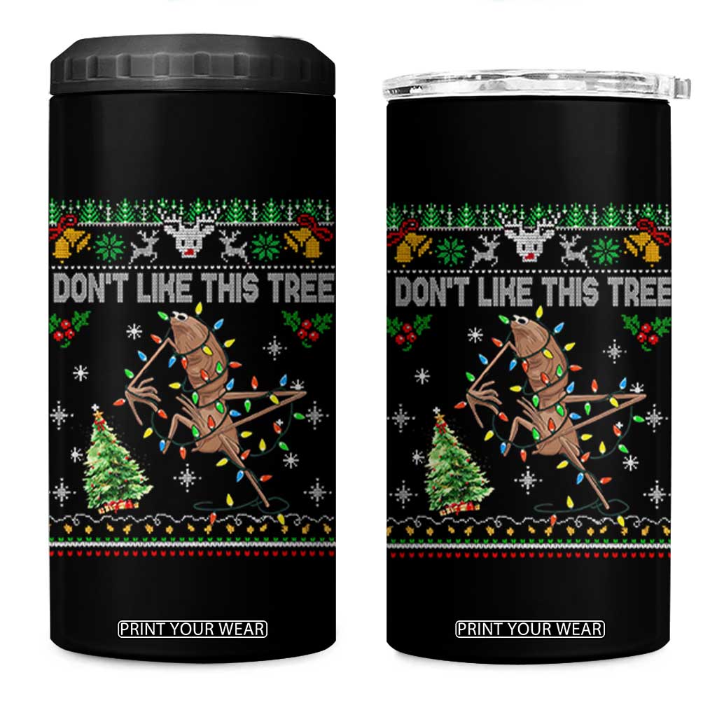 Marcus The Worm Christmas Meme 4 in 1 Can Cooler Tumbler I Dont Like This Tree Brainrot Funny Ugly Xmas TS10 One Size: 16 oz Black Print Your Wear