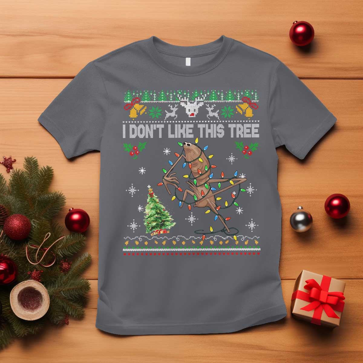 Marcus The Worm Christmas Meme T Shirt I Dont Like This Tree Brainrot Funny Ugly Xmas TS10 Charcoal Print Your Wear
