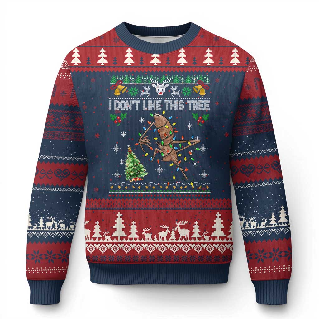 Marcus The Worm Xmas Meme Ugly Christmas Sweater I Dont Like This Tree Brainrot Funny Ugly Xmas TS10 Navy Red Print Your Wear