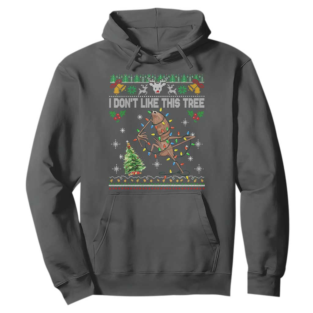 Marcus The Worm Christmas Meme Hoodie I Dont Like This Tree Brainrot Funny Ugly Xmas TS10 Dark Heather Print Your Wear