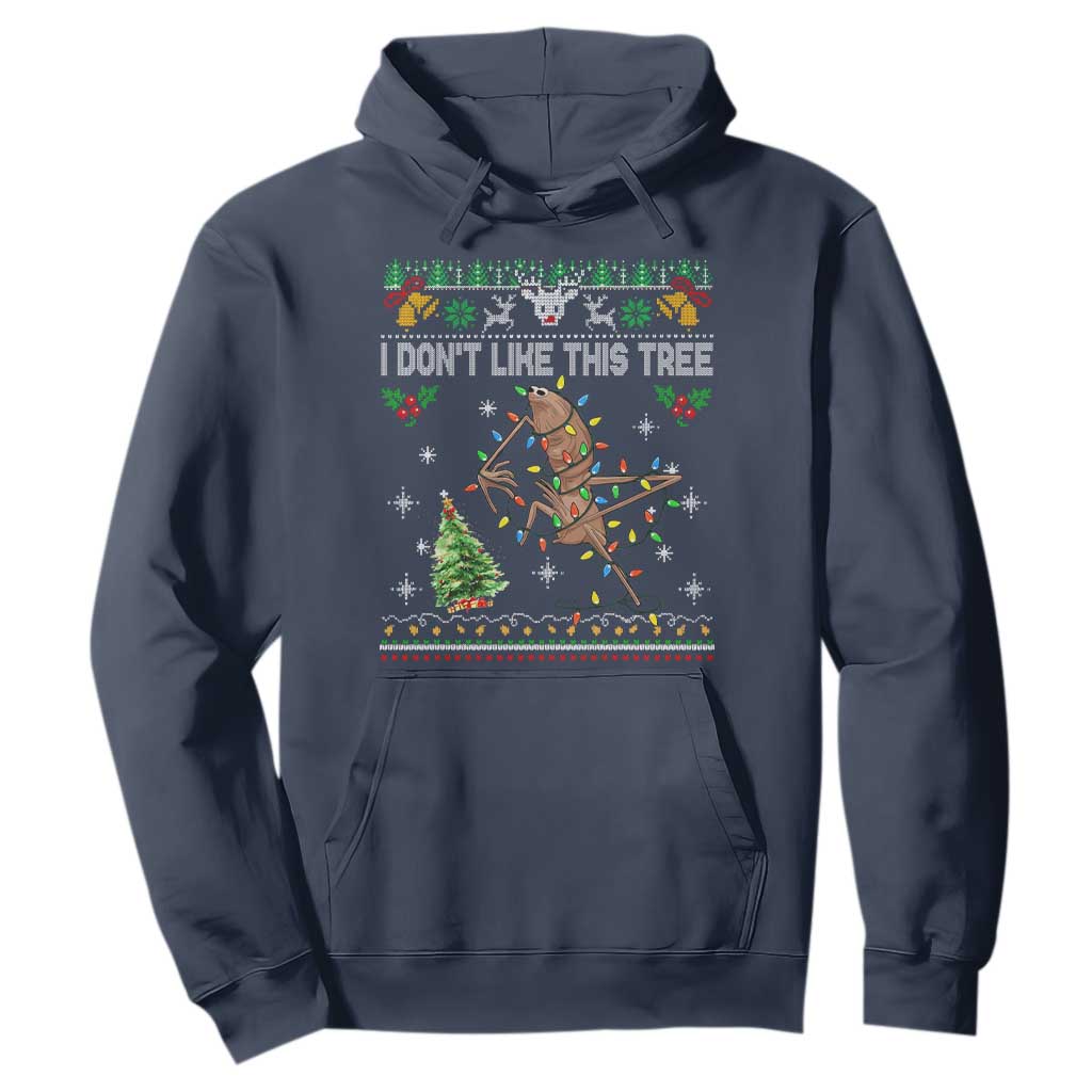 Marcus The Worm Christmas Meme Hoodie I Dont Like This Tree Brainrot Funny Ugly Xmas TS10 Navy Print Your Wear