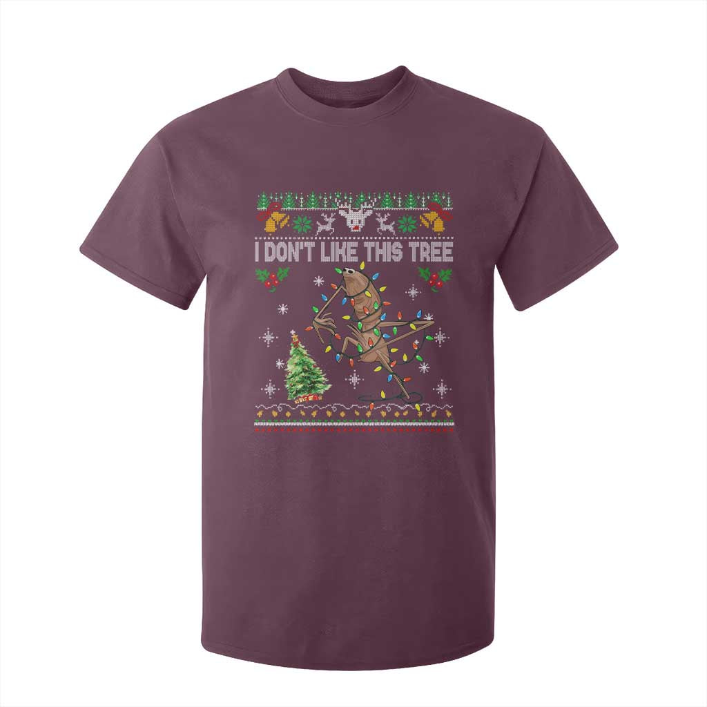 Marcus The Worm Christmas Meme T Shirt For Kid I Dont Like This Tree Brainrot Funny Ugly Xmas TS10 Maroon Print Your Wear
