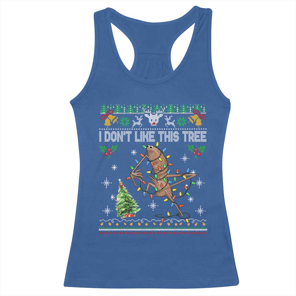 Marcus The Worm Christmas Meme Racerback Tank Top I Dont Like This Tree Brainrot Funny Ugly Xmas TS10 Royal Blue Print Your Wear