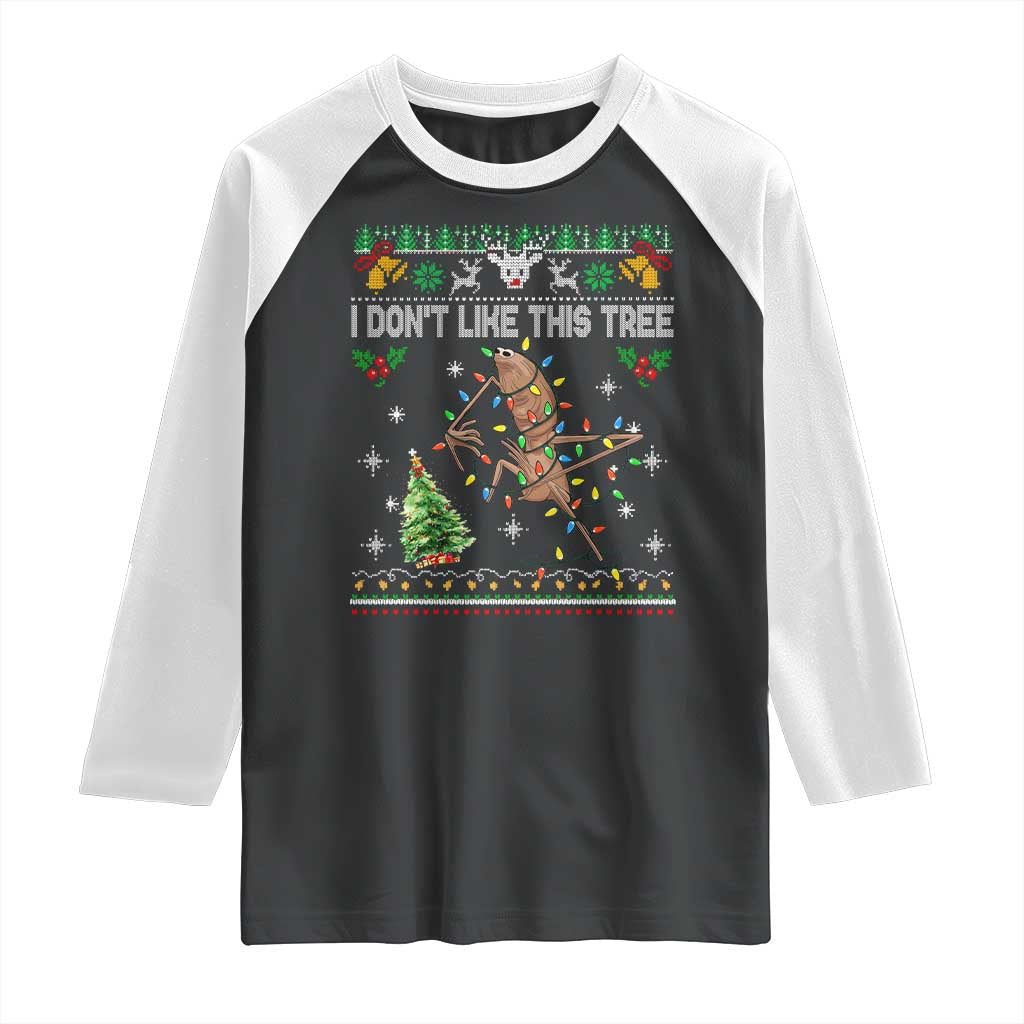 Marcus The Worm Christmas Meme Raglan Shirt I Dont Like This Tree Brainrot Funny Ugly Xmas TS10 Black White Print Your Wear