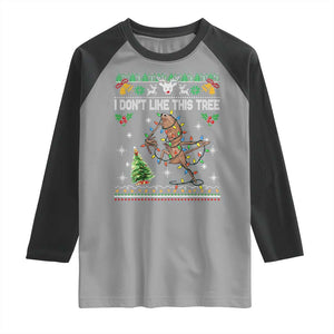 Marcus The Worm Christmas Meme Raglan Shirt I Dont Like This Tree Brainrot Funny Ugly Xmas TS10 Sport Gray Black Print Your Wear