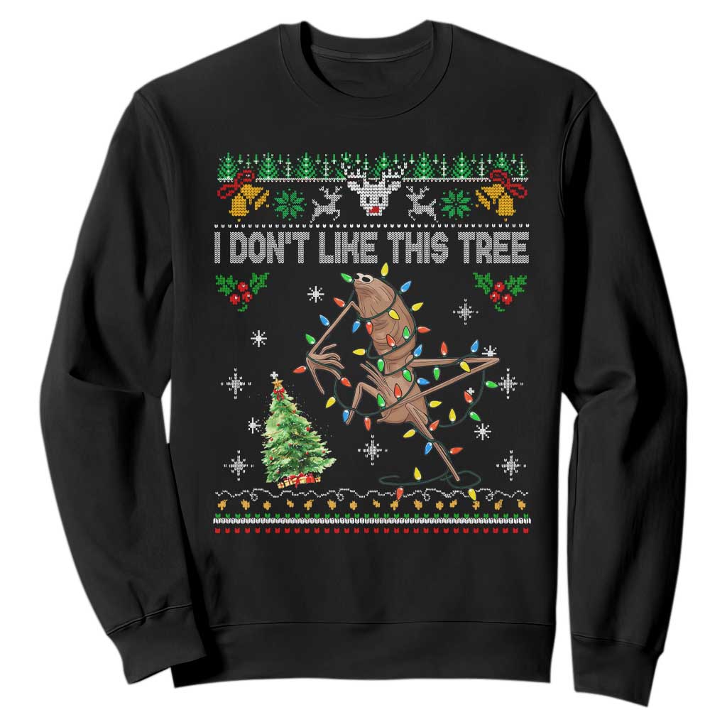 Marcus The Worm Christmas Meme Sweatshirt I Dont Like This Tree Brainrot Funny Ugly Xmas TS10 Black Print Your Wear