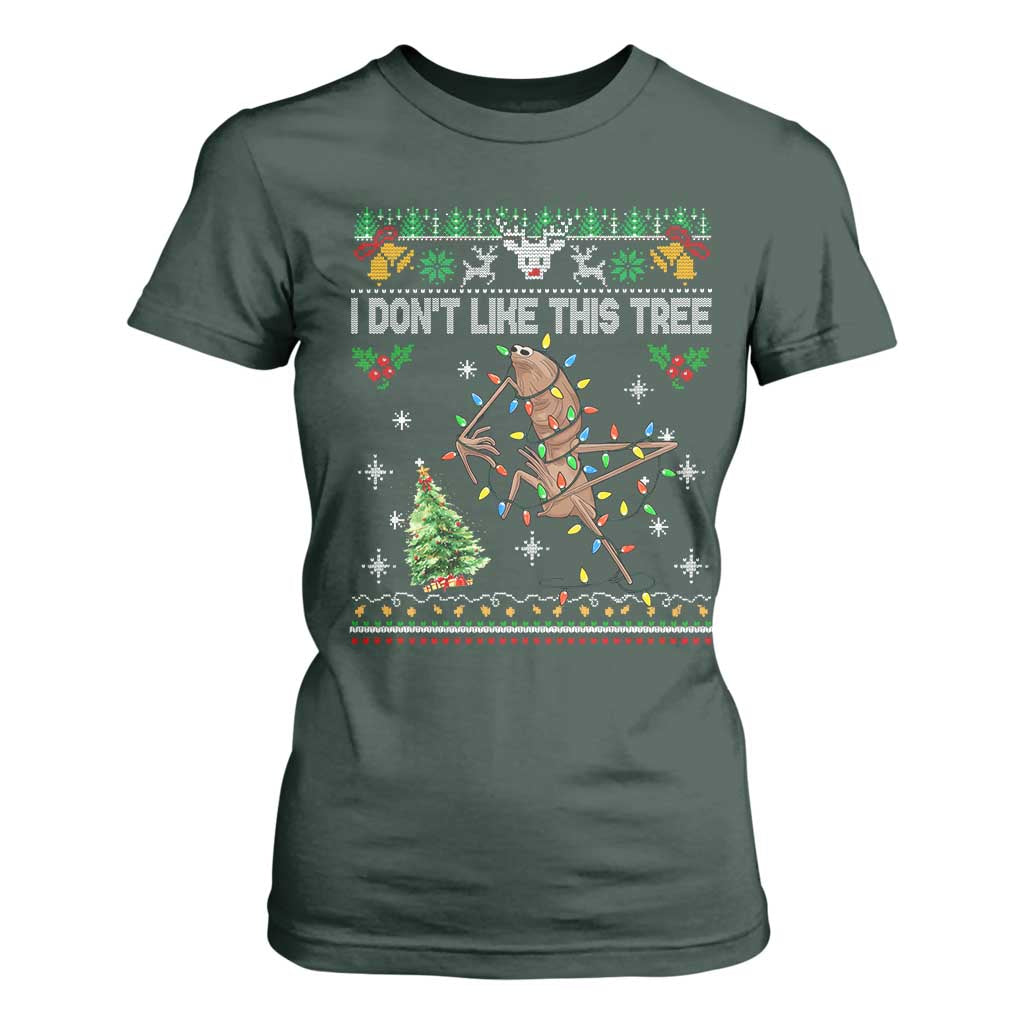 Marcus The Worm Christmas Meme T Shirt For Women I Dont Like This Tree Brainrot Funny Ugly Xmas TS10 Dark Forest Green Print Your Wear